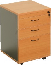 CMP2D1F Mobile Pedestal. 2 Drw 1 File Drw. Lockable. Beech Ironstone